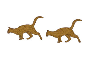Abyssinian Cat Chasing Another Abyssinian Cat Line Art