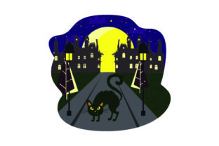 Black Cat Crossing Street Halloween Design Review