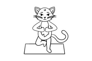 Cat Doing Yoga Line Art Style Review