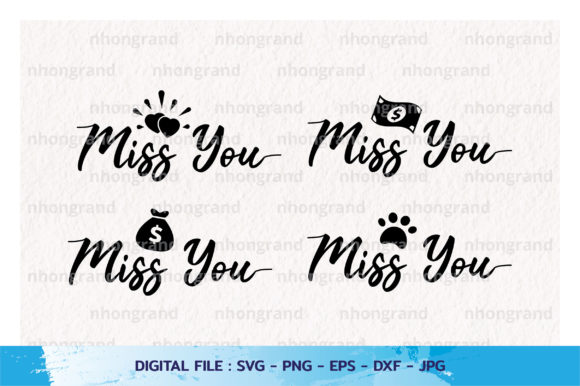 Set of Miss You with Banknote Heart Svg Review