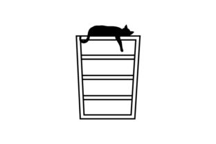 Silhouette Cat on Bookshelf Embroidery Design